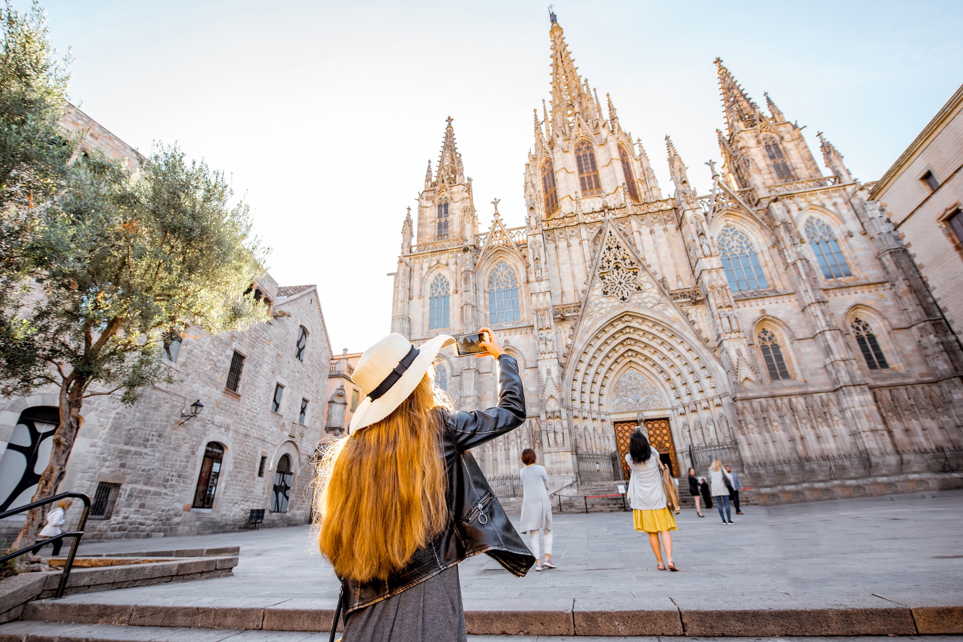 Woman traveling in Barcelona