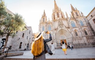 Woman traveling in Barcelona